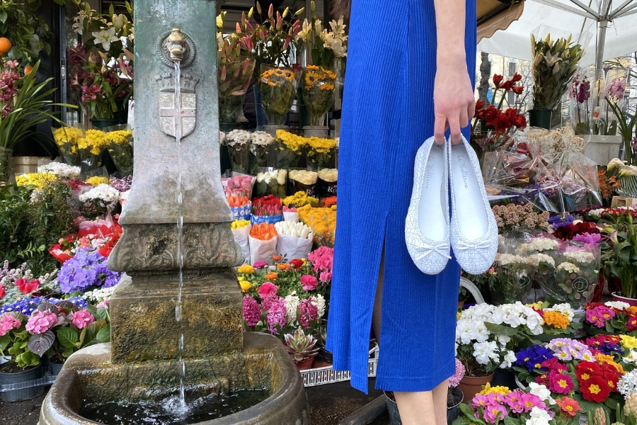 organizzare scarpe ballerina azzurra