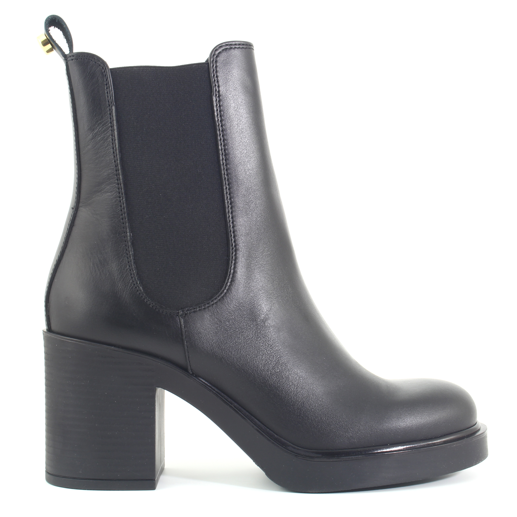 CHATTAWAK Stivaletto Donna Effetto Camoscio – Nero, Tacco Comodo, Fibbie E Borchie, Taglia 37